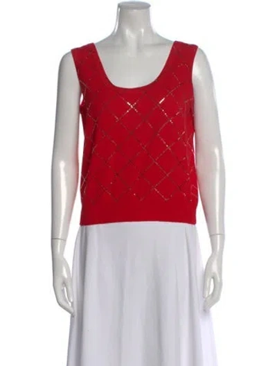 Pre-owned St John Patterned Scoop Neck Top In Orange