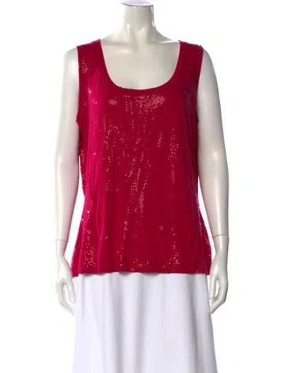 Pre-owned St John Patterned Scoop Neck Top In Pink