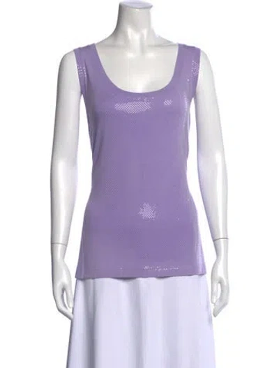 Pre-owned St John Patterned Scoop Neck Top In Purple