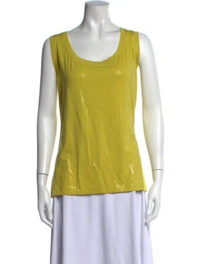 Pre-owned St John Patterned Scoop Neck Top W/ Tags In Green