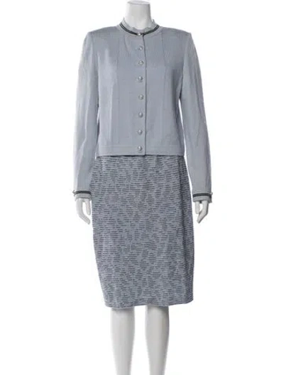 Pre-owned St John Patterned Skirt Suit In Blue