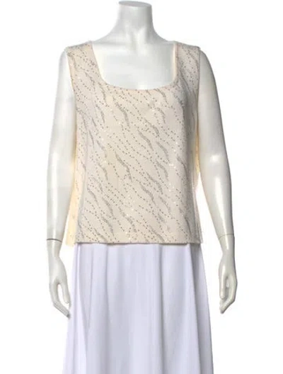 Pre-owned St John Patterned Square Neckline Sweater In Neutrals