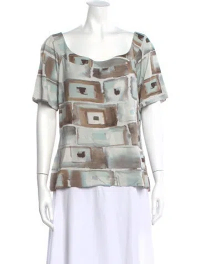 Pre-owned St John Patterned Square Neckline Top In Blue