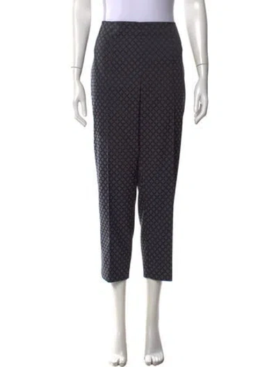 Pre-owned St John Patterned Straight Leg Pants In Black
