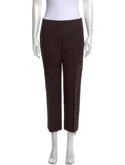 Pre-owned St John Patterned Straight Leg Pants In Brown