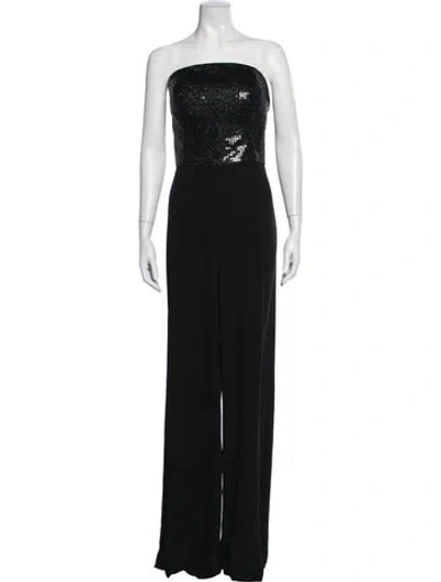 Pre-owned St John Patterned Strapless Jumpsuit In Black