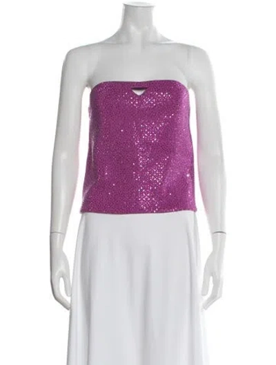 Pre-owned St John Patterned Strapless Top In Purple