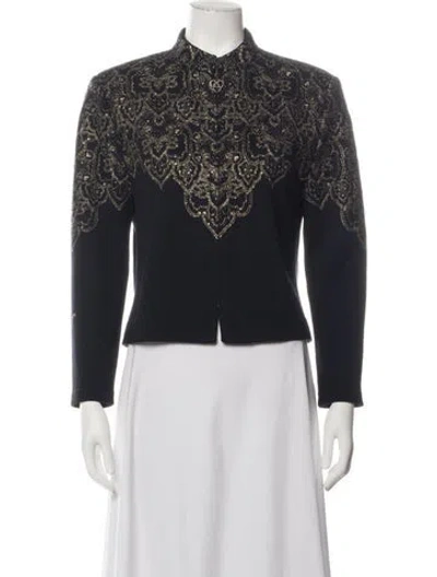 Pre-owned St John Patterned Sweater In Black/metallic