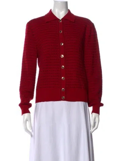 Pre-owned St John Patterned Sweater In Black/red