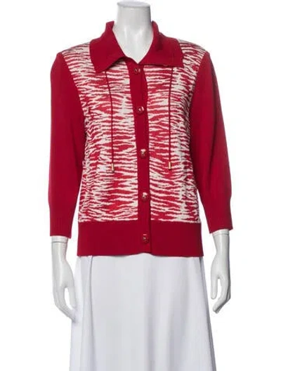 Pre-owned St John Patterned Sweater In Red