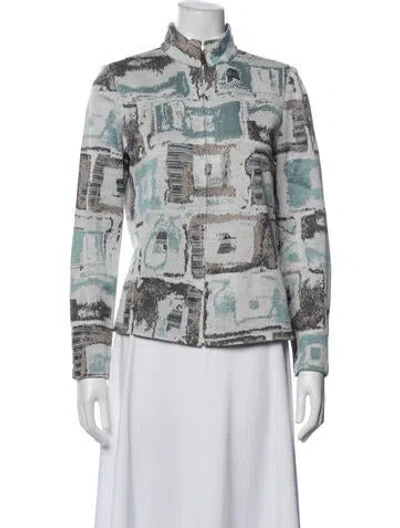 Pre-owned St John Patterned Sweater In White