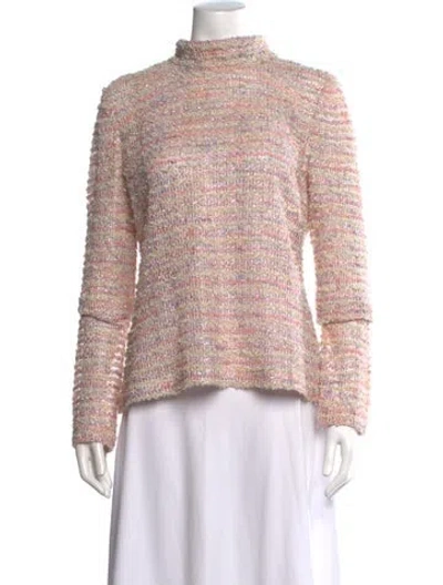 Pre-owned St John Patterned Turtleneck Sweater In Pink