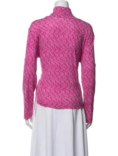 Pre-owned St John Patterned Turtleneck Sweater In Pink