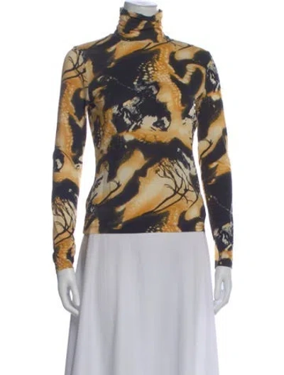 Pre-owned St John Patterned Turtleneck Top
