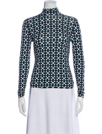 Pre-owned St John Patterned Turtleneck Top In Multi