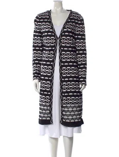 Pre-owned St John Patterned V-neck Sweater In Black