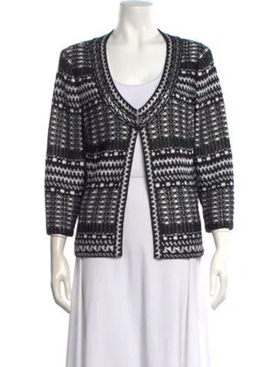 Pre-owned St John Patterned V-neck Sweater In Black