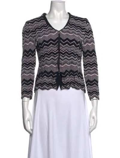 Pre-owned St John Patterned V-neck Sweater In Black