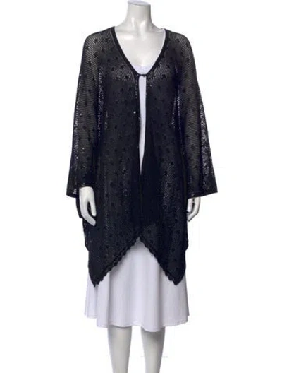 Pre-owned St John Patterned V-neck Sweater In Black