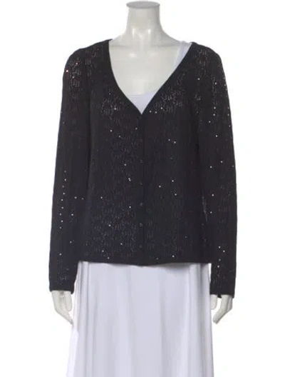Pre-owned St John Patterned V-neck Sweater In Gray