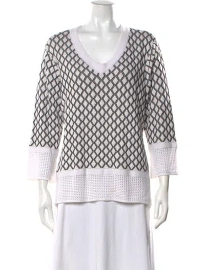 Pre-owned St John Patterned V-neck Sweater In Multi