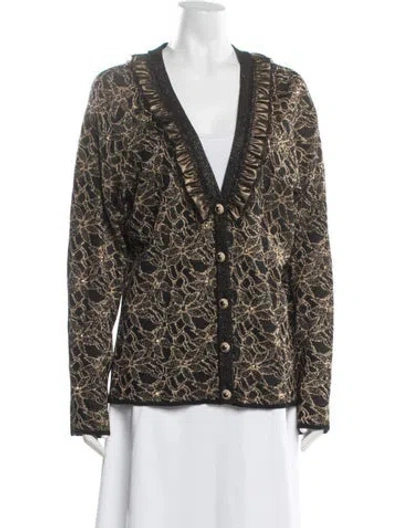 Pre-owned St John Patterned V-neck Sweater In Multi