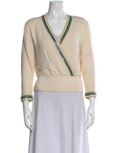 Pre-owned St John Patterned V-neck Sweater In Neutral