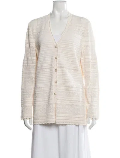 Pre-owned St John Patterned V-neck Sweater In Neutral