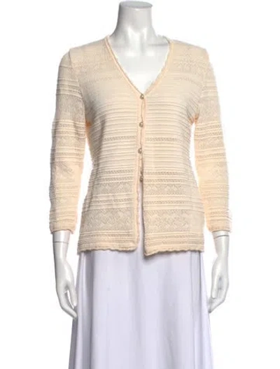 Pre-owned St John Patterned V-neck Sweater In Neutrals