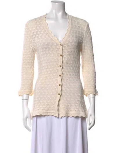 Pre-owned St John Patterned V-neck Sweater In Neutrals