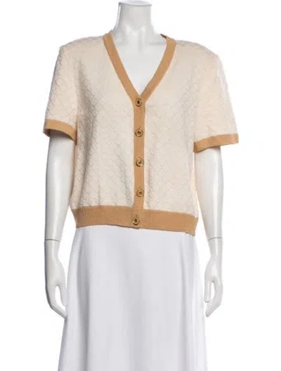 Pre-owned St John Patterned V-neck Sweater In Neutrals
