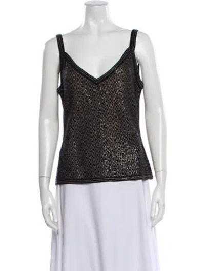 Pre-owned St John Patterned V-neck Top In Blue