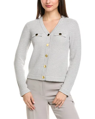 St John St. John Pencil Stripe Knit Jacket In Gray