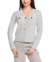 St John St. John Pencil Stripe Knit Jacket In Grey