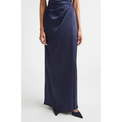 St John St. John Penelope Liquid Satin Evening Skirt In Blue