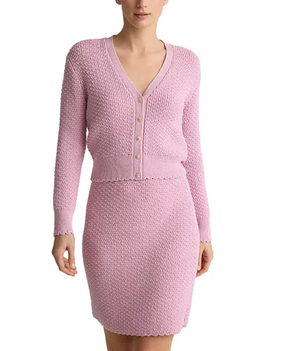 St John Perle Crepe Knit Cardigan Sweater In Pink