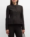 St John St. John Collection Pinstripe Jersey Peplum Jacket In Brown