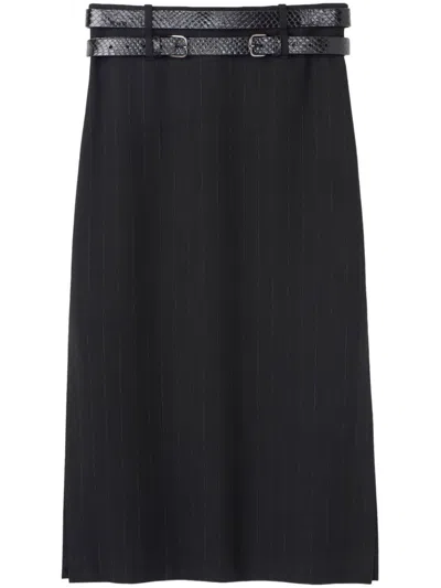 St John Pinstripe-pattern Skirt In Black
