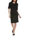 St John Pinstripe Sheath Dress In Black
