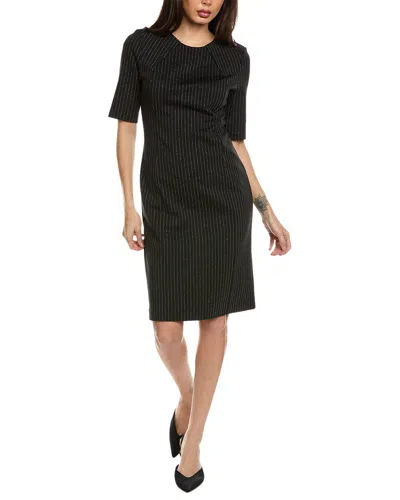 St John Pinstripe Sheath Dress In Black