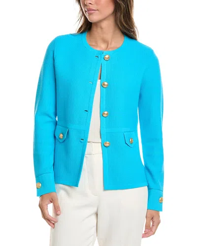 St John St. John Pique Day Jacket In Blue