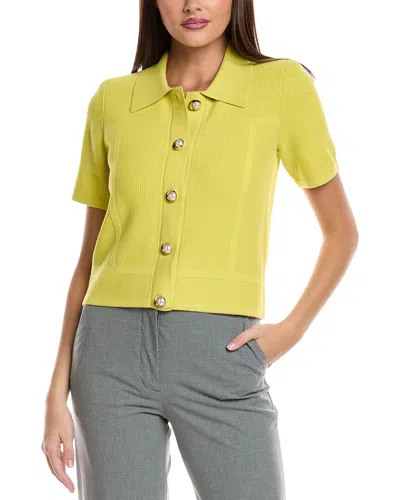 St John St. John Pique Knit Polo Jacket In Yellow