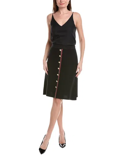 St John St. John Pique Pull-on A-line Skirt In Black