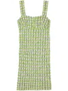 St John St. John Collection Plaid Eyelash Tweed Sheath Minidress In Green