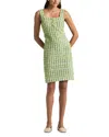 St John Plaid Eyelash Dress In Cactus/ivory Multi