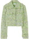 St John Eyelash Plaid Tweed Knit Dress In Green