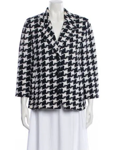 Pre-owned St John Plaid Print Blazer In Black