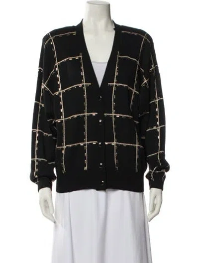 Pre-owned St John Plaid Print Blazer In Black