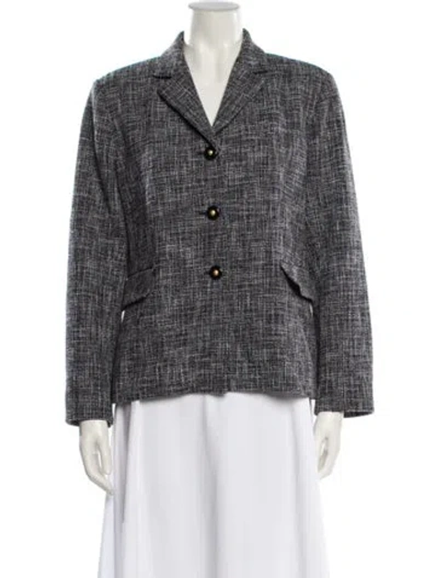 Pre-owned St John Plaid Print Blazer In Black