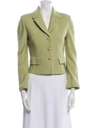 Pre-owned St John Plaid Print Blazer In Green